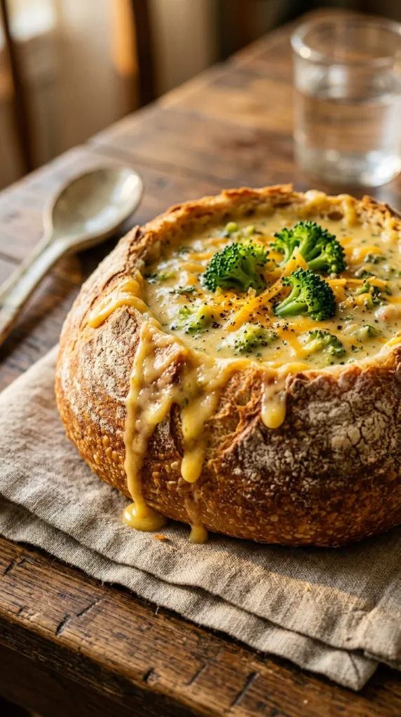 9 Cozy Soup Recipes Perfect for Family Dinners 6 Broccoli cheddar soup bread bowl 202605072109