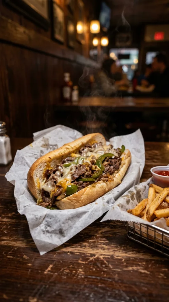 Cheesesteak sandwich with fries 202605102002
