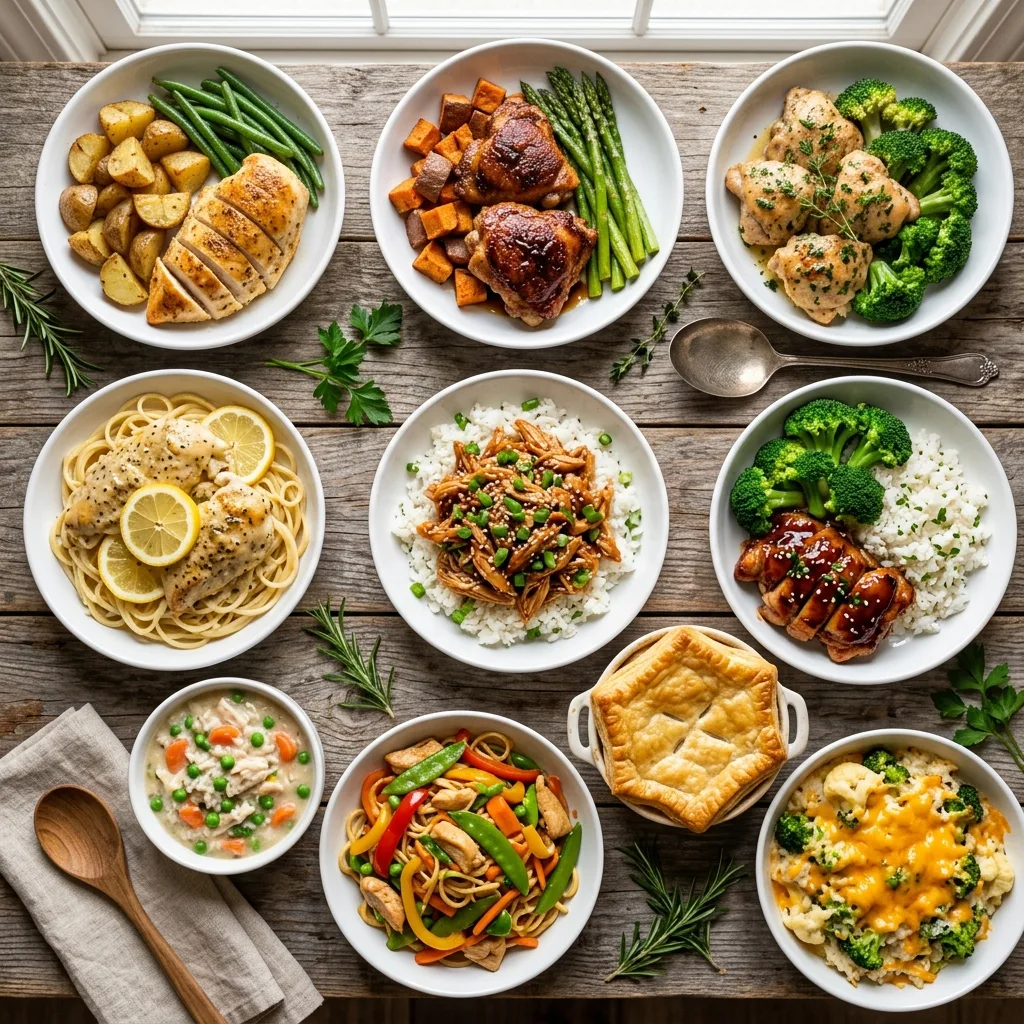 Chicken dinner dishes on table 202605101910