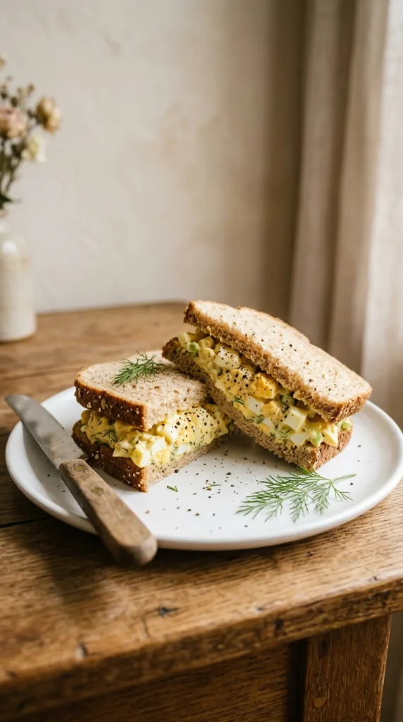 Egg salad sandwich on plate 202605101957