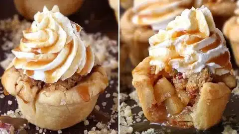 Delicious apple pie cupcakes topped with cinnamon frosting