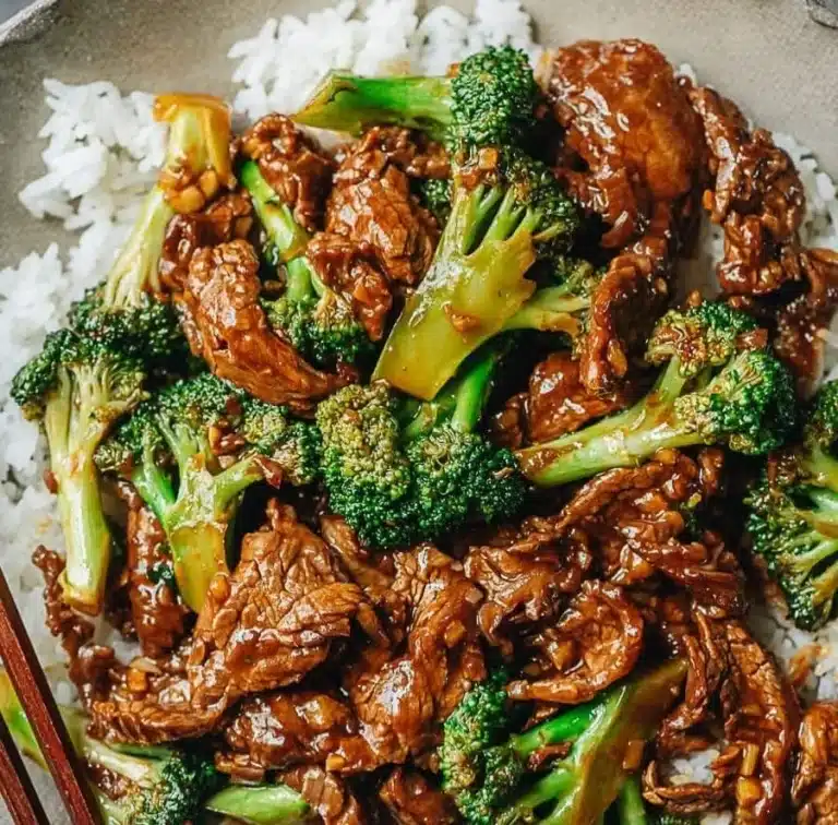 Delicious beef and broccoli dish with tender beef tips and homemade sauce