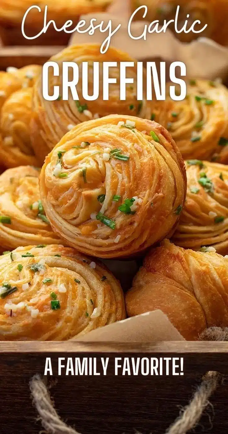 Cheesy garlic cruffins baked until golden brown, perfect for any meal.