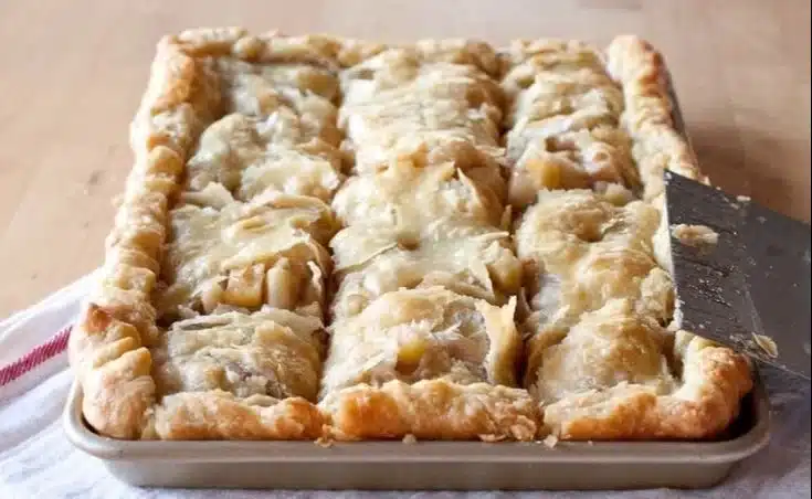Delicious homemade apple slab pie fresh out of the oven