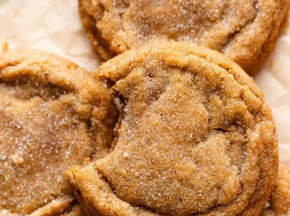 Delicious brown butter pumpkin snickerdoodle cookies on a plate