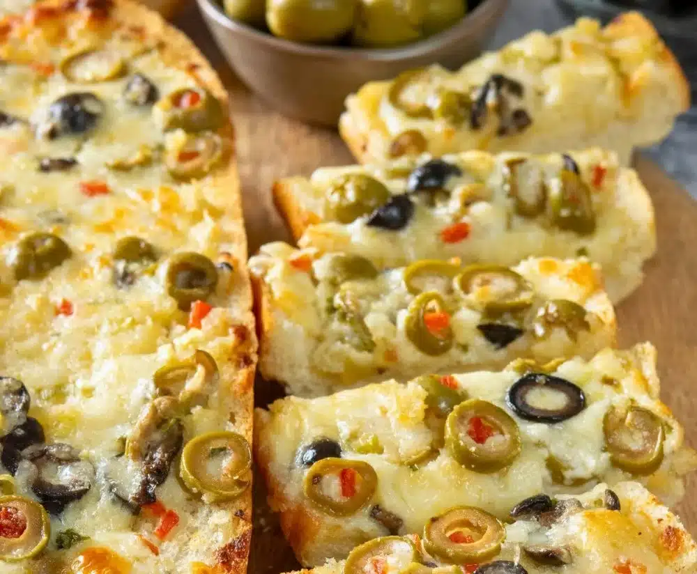 Delicious easy olive cheese bread, a festive holiday appetizer everyone loves