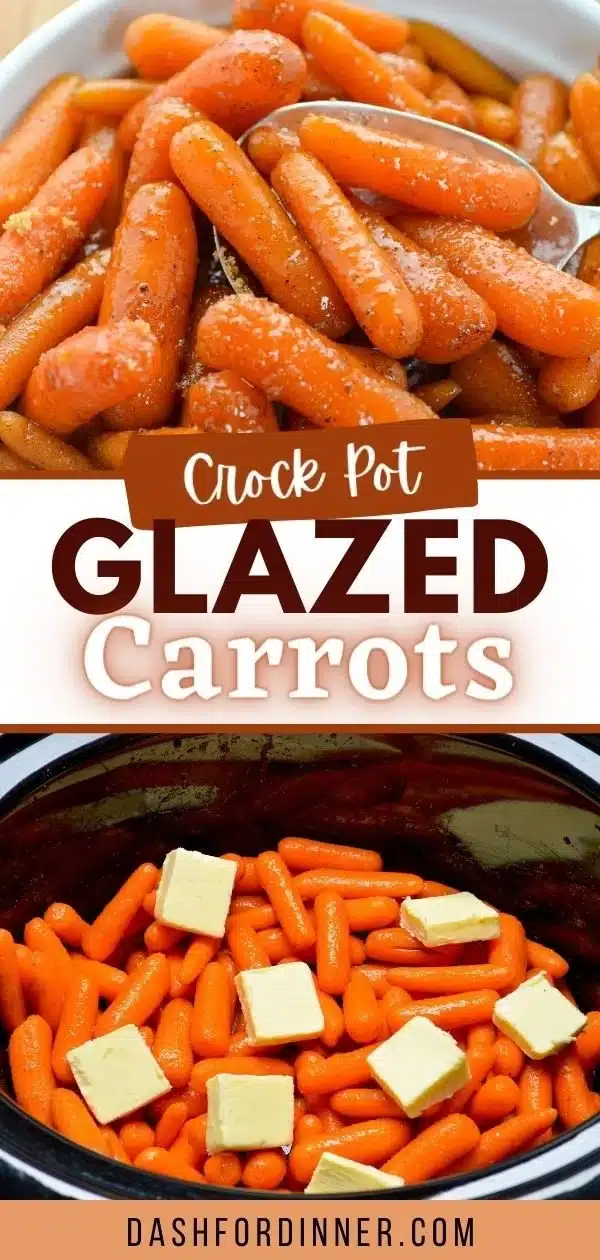 Delicious slow cooker maple glazed carrots served in a dish