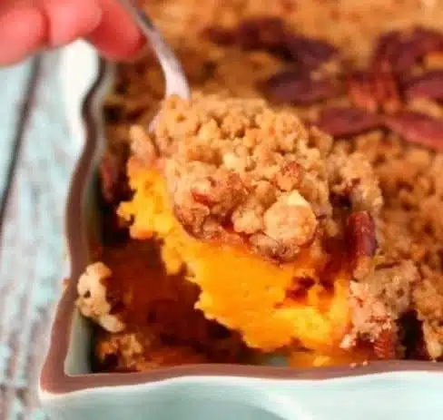 Delicious Sweet Potato Casserole dish inspired by Ruth's Chris recipe